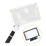 5X Handheld Folding Square Reading Magnifier with 48 LED Lights for Elderly