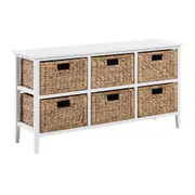Mica Chest Lowboy Buffet Sideboard Unit Cabinet with 6 baskets white