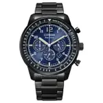 CITIZEN 星辰 CHRONOGRAPH 亞洲限定光動能三眼計時時尚鋼帶腕錶 CA4505-80M