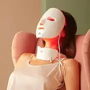 LightAura Plus LED Face & Neck Mask by Project E Beauty | Wireless LED Photon Red Blue Green Therapy 7 Color Light Skincare Treatment Anti Aging Acne Spot Removal Wrinkles Facial Skin Care