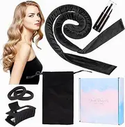 Velour Heatless Curling Rod Headband 60" Extra Long Hair Curler No Heat Headband Set for Overnight Natural Curls (Black)
