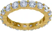 [JewelryWeb] 925 Sterling Silver Yellow tone Womens Round CZ Single Row Eternity Engagement Ring 3.5mm6-Eternity-Ring for Women