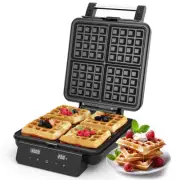 4-Slice Waffle Maker with Nonstick Surface, 1200W Waffle Iron, Time & Tempera...