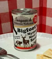 FUNNY BIGFOOT MYSTERY SOUP CAN LABEL White Elephant Xmas Stocking Stuffer Gift