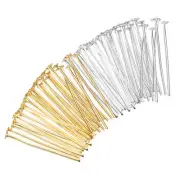 200Pcs Flat Head Pins 25mm Brass 20 Gauge White and Gold