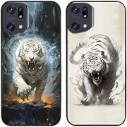 2 Pcs/Lot White Tiger Printed TPU Soft Gel Silicone Back Phone Case Cover (Case for Oppo Find X5 Pro)