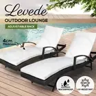 2PCS Levede Sun Lounger Wicker Lounge Outdoor Furniture Garden Patio Bed Cushion