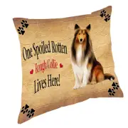 Rough Collie Spoiled Rotten Dog Throw Pillow 14x14