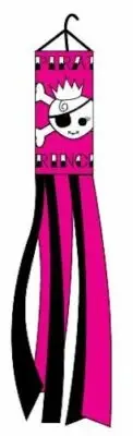"PIRATE PRINCESS" Windsock Super Shiny polyester 5ft wind sock skull flag