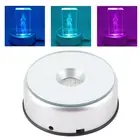 LED Colorful Light Rotating Crystal Display Base Stand Holder with AC US Adapter