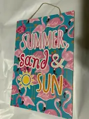 Summer Sand And Sun Beach Summer Wall Plaque Decor Glitter Sign