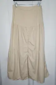 Midnight Sky Women's Lightweight Beige Button Front Maxi Skirt Size Medium