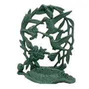 Mr Gecko Cast Iron Bird Feeder Hand Made Antique Green Verdigris