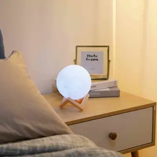 月球燈創意小夜燈臥室月亮床頭星空3D打印充電式睡眠臺燈夢幻浪漫