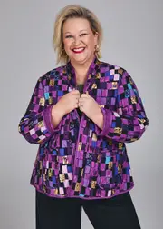 [TS] Taking Shape Reversible Check Quilt Jacket Size 12 in Orchid / Print, Viscose - Plus Size Women's Clothing Orchid / Print