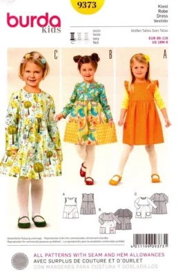 Burda Sewing Pattern 9373 Burda Kids Dress Sizes 18M-6