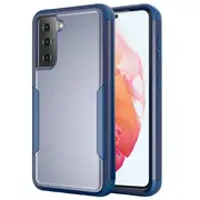For Samsung Galaxy S21 FE 3in1 Case Drop Resistant Defender Tradies Hybrid Armor Heavy Duty Rugged Shockproof Tough Cover (Navy Blue)