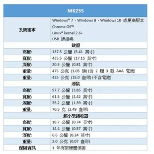 Logitech 羅技 MK235 無線鍵盤滑鼠組