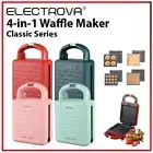 ELECTROVA 4-in-1 Waffle Maker Non-Stick Donut Cake Automatic Sandwich Machine AU