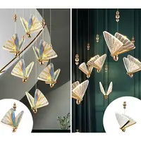在飛比找樂天市場購物網優惠-北歐創意現代金色 彩色蝴蝶吊燈 臥室走廊書房客廳床頭燈具