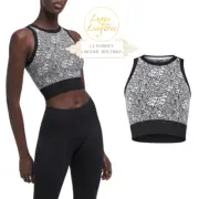Andrea Top By Wolford M White Black Sleeveless Yoga Sports Logo Design Elastic
