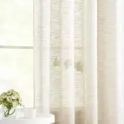 Linen Sheer Curtains 45inch Natural Beige Semi Sheer Curtain Panels for Small...