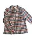 CJ Banks Zip jacket shacket Plaid Stripe Red Blue Medium New