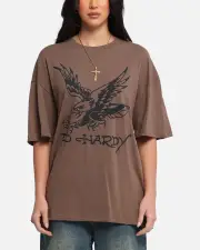 [ED HARDY] Ed Hardy Eagle T-shirt Brown - Size S S Brown