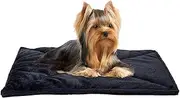 Furhaven Small Cat Bed ThermaNAP Quilted Faux Fur Self-Warming Pad, Washable - Black, Small