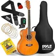 PyleUsa Beginners 6-String Acoustic Guitar-36 Cutaway Body with Accessory Kit (Orange), Ambidextrous, Brown (PGA550CAOR.5)
