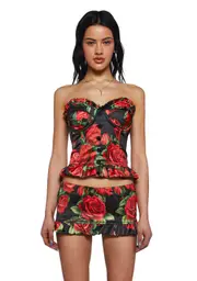 [Sugar Thrillz] La Bella Vita Corset Top - Black/Red