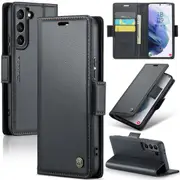 CaseMe Samsung Galaxy S22 5G Folio Wallet Case Cover Side Closure S901 [Black]