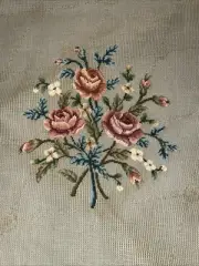 DRITZ Pre-Worked NEEDLEPOINT Handmade Portugal Flowers Floral Art 23” X 23”