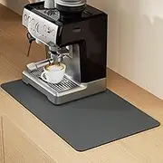 RILYSUN Coffee Mat Hide Stain Rubber, Coffee Bar Accessories Fit Under Espresso Machine CoffeeMaker CoffeePot, Backed Absorbent Dish Drying Mat for Kitchen Counter(Dark Gray, 50cm×60cm)