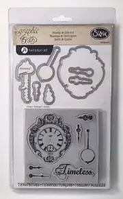 New Sizzix Graphic 45 Clocks 7 Framelits Dies & 7 Stamps Set #659053