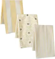 Melrose Set of 3 Cotton Tea Towel with Yellow Finish 85146DS