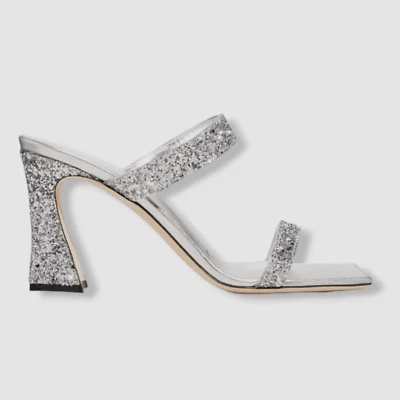 $650 Giuseppe Zanotti Women's Silver Argento Glitter Slide Sandal Shoe Size 38.5