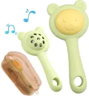 Textured Silicone Teething Toys for Baby, 2 in 1 Rattle and Teether Toy, Sensory