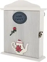 KOMBIUDA Rustic Wooden Key Holder Box with Hooks Wall Mounted Key Organizer for Entryway Hallway Living Room European Retro Design and Storage