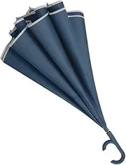 Umbrella Umbrellas Auto Open Inverted Umbrella Windproof Golf Umbrella with C-Shaped Handle Reverse Umbrella with Safe Reflective Stripe Umbrellas for Rain (Color : Blue 1, Size : 130cm)