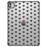 iPad Pro 11-inch (M4) iPad Impact Case CUTE LOVE HEARTS GRID IPAD, RED ON BLACK HEART MINIMAL MODERN VALENTINES DAY By Ebi Emporium