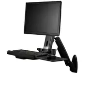 StarTech WALLSTS1Wall Mount Workstation - Articulating Full Motion Standing Desk with Ergonomic Height Adjustable Monitor & Keyboard Tray Arm - Mouse & Scanner Holders