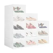 12PCS Plastic Shoe Boxes Stackable Organiser Large Storage Containers Drawers Sneaker Display Cases Bins Organizer Holder Unit with Clear Door
