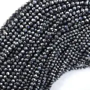 Faceted Silver Terahertz Round Beads Gemstone 15.5" Strand 3mm 4mm