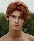 Mens Short Brown Wigs Mix Blonde Wig Layered Halloween Daily Party Hair Wig f