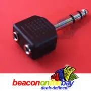 ¼" TRS Stereo 6.5mm Jack to 2x 3.5mm Mono Sockets 1/8” Jack Adaptor Connector