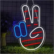 Hanging Art Neon Signs Finger LED Neon Sign USB Powered Wall Decor Night Light for Bedroom Bar Garage Club Man Cave Independe Day 27cmx40cm