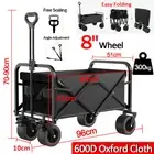 Folding Beach Trolley Wagon Cart Garden Outdoor Picnic Camping Wheelbarrow Black