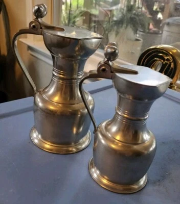 2 x New Royal Holland Daalderop Pewter 5" Acorns Lid Creamer Syrup Pitcher KDM