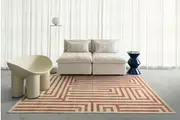 Pahoa Orange Terracotta Geometric Washable Rug